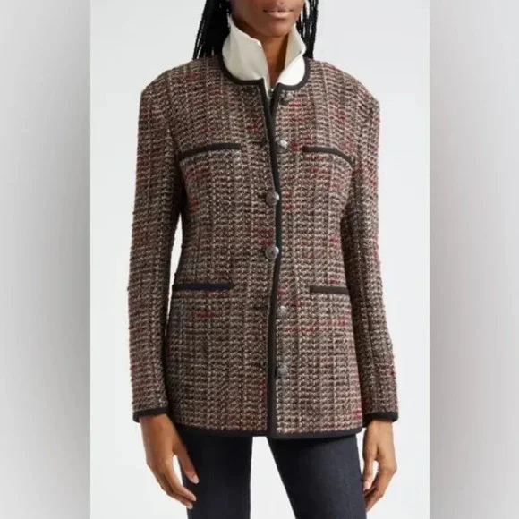 NEW Veronica Beard Watkins Dickey Tweed Collarless Jacket Grey Multi | size 2 - Picture 3 of 15